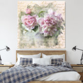 ** AR23 Floral Peony Handwriting  Victoriaans Canvas Afdruk (Insitu (Slaapkamer))