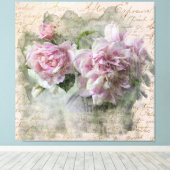** AR23 Floral Peony Handwriting  Victoriaans Canvas Afdruk (Insitu (Houten vloer))