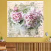 ** AR23 Floral Peony Handwriting  Victoriaans Canvas Afdruk (Insitu (Woonkamer))