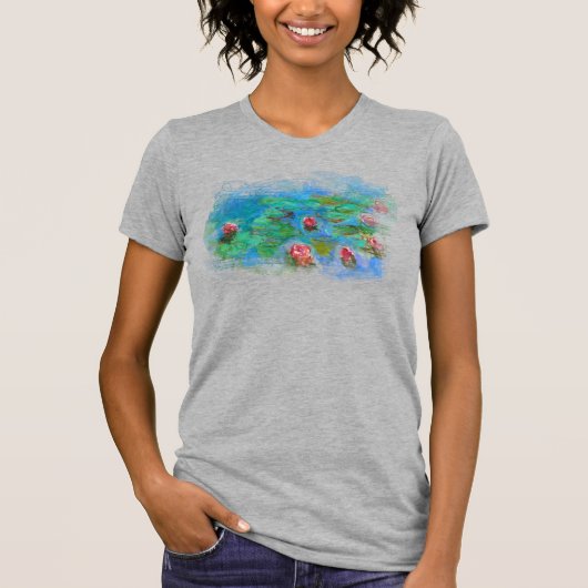 ** AR23 Monet Lily Pads Pond Angel Cherub Grey T-shirt (Voorkant)