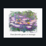 ** AR23 Monet Lily Pads Pond Fine Art Personaliser Briefkaart<br><div class="desc">BRIEFKAART POST KAART ) Classic Monet met een abstracte witte rand Lijst. Tekst om te personaliseren en aan te passen zoals u dat wilt. Energetisch verbeterde Elegante Vrouwelijke Romantische Bloemschildering Artistiek Uniek Creatief Modern en Romantisch . Digitaal gemanipuleerd Fine Art design. (Zoek AR23 voor vergelijkbare design) De is een Shabby...</div>