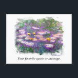 ** AR23 Monet Lily Pads Pond Fine Art Personaliser Briefkaart<br><div class="desc">BRIEFKAART POST KAART ) Classic Monet met een abstracte witte rand Lijst. Tekst om te personaliseren en aan te passen zoals u dat wilt. Energetisch verbeterde Elegante Vrouwelijke Romantische Bloemschildering Artistiek Uniek Creatief Modern en Romantisch . Digitaal gemanipuleerd Fine Art design. (Zoek AR23 voor vergelijkbare design) De is een Shabby...</div>