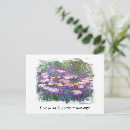 ** AR23 Monet Lily Pads Pond Fine Art Personaliser Briefkaart (Staand voorkant)