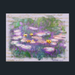 ** AR23 Monet Lily Pads Pond  handschrift Briefkaart<br><div class="desc">BRIEFKAART POST KAART ) Classic Monet Old Gold Handwriting en een subtiele Rainbow Pastel achtergrond. De achtergrond is zacht Pastel LAVENDER PAARSE van kleur. Energetically Enhanced Elegant Feminine Romantische Ephemera Bloemschilderij Artistiek Uniek Creatief Modern en Romantisch Oud (ZOEK AR23 voor soortgelijke design) De is een Shabby Chic, Vrouwelijk Girly Design....</div>