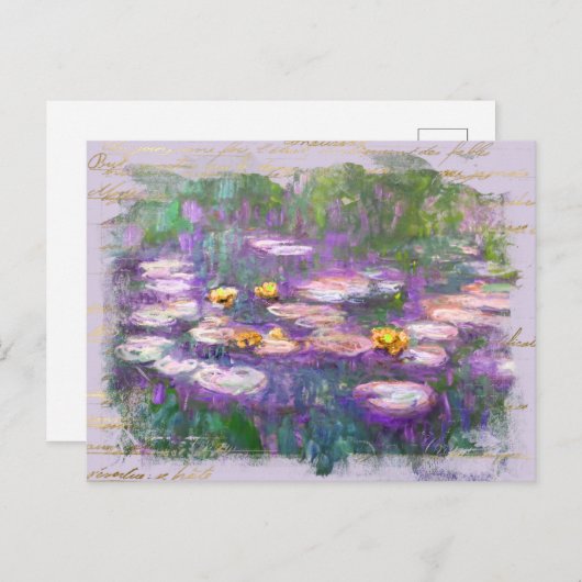 ** AR23 Monet Lily Pads Pond handschrift Briefkaart (Voorkant / Achterkant)