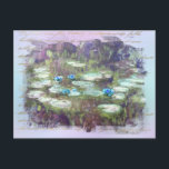 ** AR23 Monet Lily Pads Pond Old Gold Handwriting Briefkaart<br><div class="desc">BRIEFKAART POST-KAART) Klassieke Monet met oude faux Gold-handschrift en een subtiele Rainbow Pastel-achtergrond. De achtergrond is zachte pasta en regenboog in kleur. De Monet Lilies/Lotus zijn turkooisblauw. Energetisch verbeterd elegant eminine Romantic Ephemera Floral Painting Artistic Unique Creative Modern and Romantic Old (ZOEK AR AR23 voor soortgelijke design) Het is een...</div>