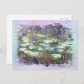 ** AR23 Monet Lily Pads Pond Old Gold Handwriting Briefkaart (Voorkant / Achterkant)