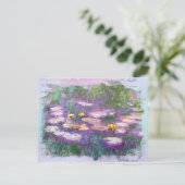 ** AR23 Monet Lily Pads Pond Old Handwriting Postc Briefkaart (Staand voorkant)