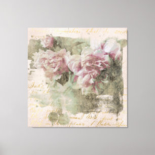 ** AR23 Pioen Bloemen Handschrift Vintage Victoria Canvas Afdruk