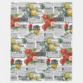 * AR23 Rozen  Krantenpapier voor bloemen Fleece Deken