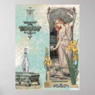 *  AR23 Victoriaans damesbloemen Art Nouveau Poster