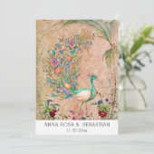 *~* AR24  QR RSVP Victoriaans Peacock Wedding Kaart (Staand voorkant)