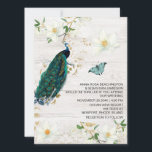 *~* AR24  RSVP QR Victoriaans Peacock Wedding Kaart<br><div class="desc">VERTICALE 5 x 7: PEACOCK WHITE MAGNOLIA FLOWERS GOLD ELEMENTS Popular FLORAL FLORACE MAGNOLIA Country Rustic style, Ephemera Shabby Chic en Victoriaans Colorful Blue PEACOCK Romantic French Grunge vibes and Nostalgic style design. Dit ontwerp van de Nieuwe Kunst van de Kunst bevat een BLAUWE BUTTERFLY De achtergrond is een gevlekte...</div>