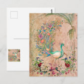 *~* AR24  Victoriaans Peacock Art Nouveau Briefkaart (Voorkant / Achterkant)