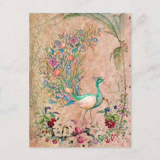 *~* AR24  Victoriaans Peacock Art Nouveau Briefkaart (Voorkant)
