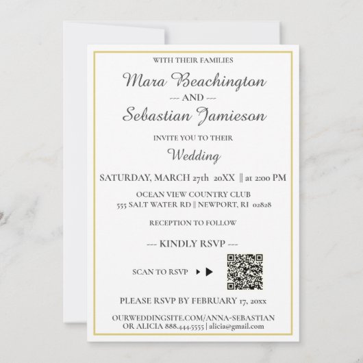 * AR26 Cosmos Bloemen Monogram QR  RSVP Trouwen Kaart (Achterkant)