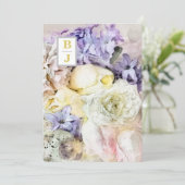 *~ AR26 Country Initialen Bouquet RSVP QR Wedding Kaart (Staand voorkant)