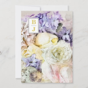 *~ AR26 Country Initialen Bouquet RSVP QR Wedding Kaart