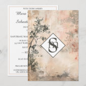 * AR26 Forest Muted Monogram QR RSVP Wedding Kaart (Voorkant / Achterkant)