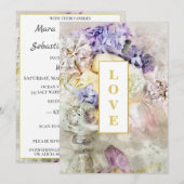 *~AR26 Garden Flowers Bouquet QR RSVP Wedding Kaart (Voorkant / Achterkant)