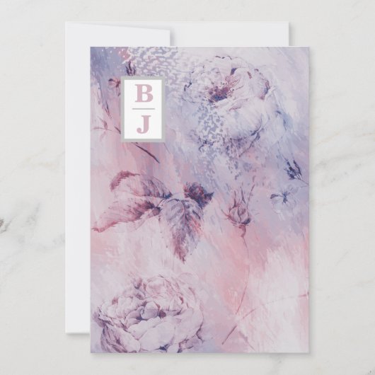 *~ AR26 Initialen Bouquet RSVP  QR Wedding Kaart (Voorkant)