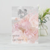 *~* AR26 Peach Roos QR  RSVP FOTO Wedding Kaart (Staand voorkant)