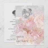 *~* AR26 Peach Roos QR  RSVP FOTO Wedding Kaart (Voorkant / Achterkant)