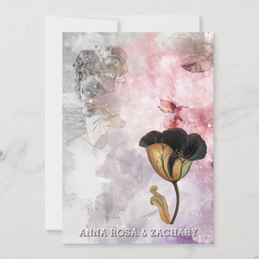 *~* AR26 Pink 15 QR Victorian RSVP PHOTO Wedding Kaart (Voorkant)