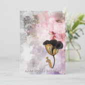 *~* AR26 Pink 15 QR Victorian RSVP PHOTO Wedding Kaart (Staand voorkant)