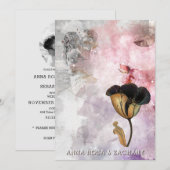 *~* AR26 Pink 15 QR Victorian RSVP PHOTO Wedding Kaart (Voorkant / Achterkant)