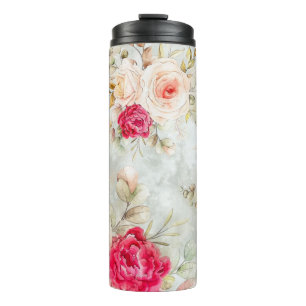 *~* AR26 Romantische  Classic Rustic Flowers Thermosbeker