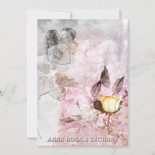 *~* AR26 Roze 12 QR Victoriaans RSVP FOTO bruiloft Kaart (Voorkant)