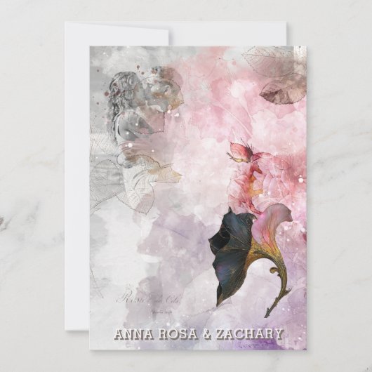 *~* AR26 Roze 29 QR Victoriaans RSVP FOTO bruiloft Kaart (Voorkant)