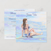 *~* AR29 Vrouw Strand Algemeen Doe-het-zelf FEEST Kaart (Voorkant / Achterkant)