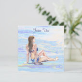 *~* AR29 Vrouw Strand Algemene Doe-het-zelf ELKE G Kaart (Staand voorkant)