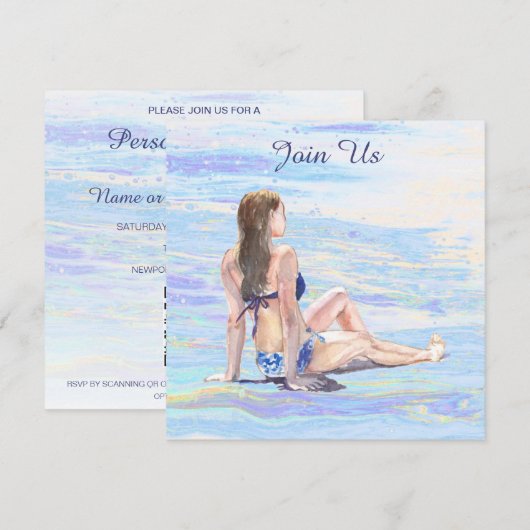 *~* AR29 Vrouw Strand Algemene Doe-het-zelf FEESTJ Kaart (Voorkant / Achterkant)