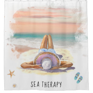 *~* AR29 Zee Therapy Beach Sun Set Woman Douchegordijn