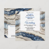 *~* AR66 BLAUW IVOOR ZILVEREN Agaat RSVP QR Bruilo Kaart (Voorkant / Achterkant)