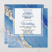 *~* AR66 Gouden Poeder BLue Agaat RSVP QR Bruiloft Kaart (Voorkant / Achterkant)