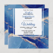 *~* AR66 Poeder BLue Gouden Agaat RSVP QR Bruiloft Kaart (Voorkant / Achterkant)