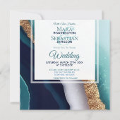 ~ AR66 RSVP Agaat Marmer Goud QR Bruiloft Kaart (Voorkant)