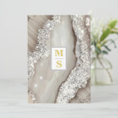 *~ AR66 RSVP IVOOR Zilver QR Initialen Bruiloft Kaart (Staand voorkant)