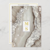 *~ AR66 RSVP IVOOR Zilver QR Initialen Bruiloft Kaart (Voorkant / Achterkant)