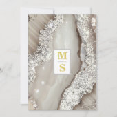 *~ AR66 RSVP IVORY Zilveren QR Initiaal Bruiloft Kaart (Voorkant)