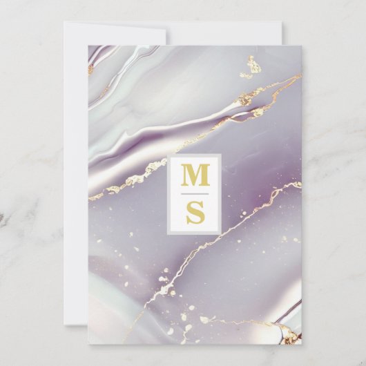 *~ AR66 RSVP LAVENDEL GOUDEN QR Initialen Bruiloft Kaart (Voorkant)