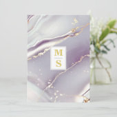 *~ AR66 RSVP LAVENDEL GOUDEN QR Initialen Bruiloft Kaart (Staand voorkant)