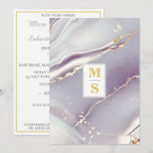 *~ AR66 RSVP LAVENDEL GOUDEN QR Initialen Bruiloft Kaart (Voorkant / Achterkant)