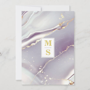 *~ AR66 RSVP LAVENDEL GOUDEN QR Initialen Bruiloft Kaart