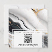*~* AR66 RSVP Wit Zwart Goud Agaat QR Bruiloft Kaart (Achterkant)