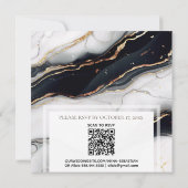 *~* AR66 Wit Zwart Goud Agaat RSVP QR Bruiloft Kaart (Achterkant)